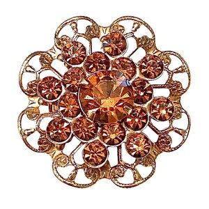 Vintage Topaz Rhinestone Brooch Gold